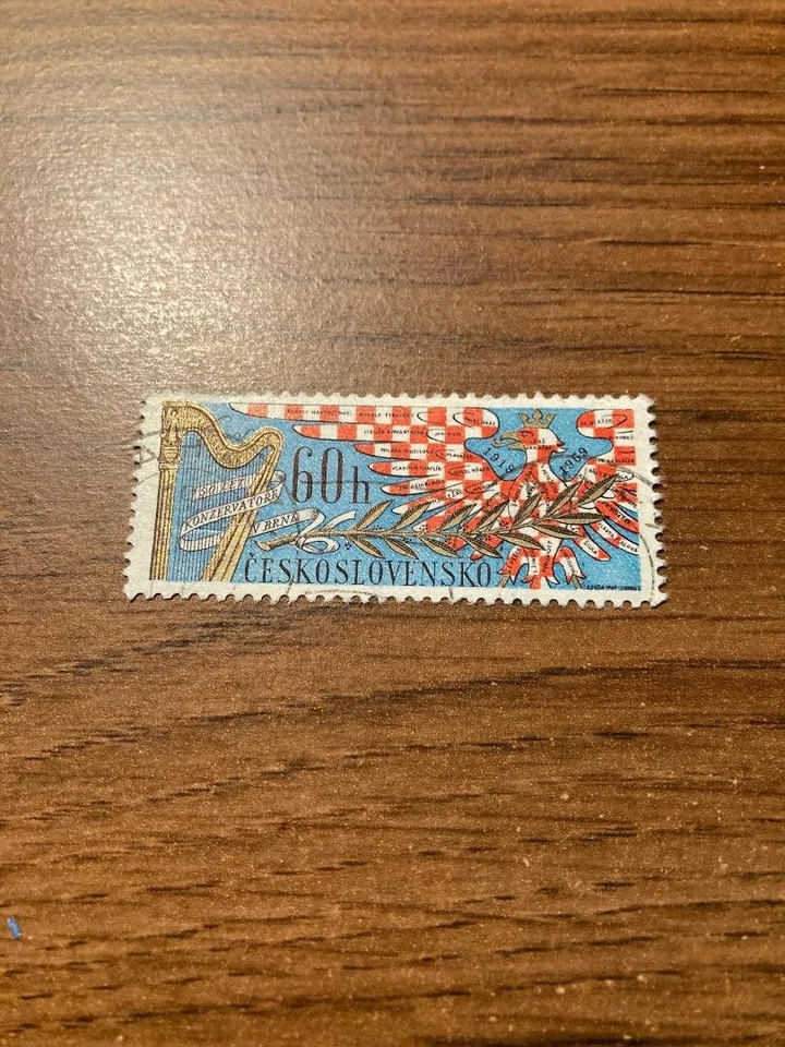 Checoslovaquia Sc1612 arpa, laurel, instrumento musical, música Foto 1 de 1