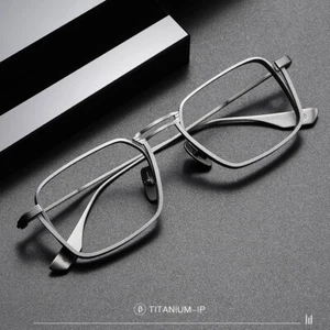 Große quadratische Brille mit vollem Rand Gestell Männer Retro reine Titan Brille Damen - Bild 1 von 17