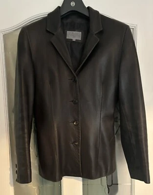 JANE NORRIS VINTAGE BROWN LEATHER BLAZER JACKET - SIZE 12 - Image 1 of 4