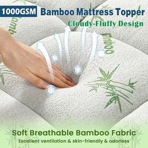 ForZzz 1000GSM Bamboo Mattress Topper Mattress Pad 7CM Extra Thick Pillow Top - Picture 1 of 15