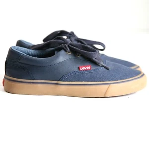 Size 3.5 - LEVI'S Boys Youth Blue Canvas and Faux Leather Lace Up Sneakers - Picture 1 of 7