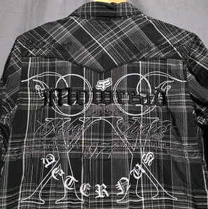 Fox Racing Shirt Men Small Vintage Western Pearl Snap Embroidered Back Y2K 2000s - Picture 1 of 5