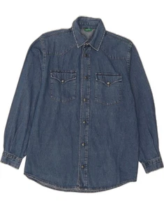 BENETTON Boys Denim Shirt 15-16 Years XL Blue Cotton IT09 - Picture 1 of 4