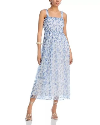 NEW! Bloomingdale's AQUA Midi Dress Sleeveless White Blue Floral Small - $118 - Image 1 of 4