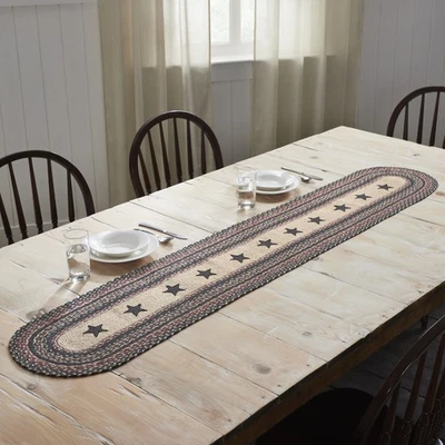 Table Runner Colonial Star Jute Country 13x72 Oval Kitchen Decor VHC Brands - Image 1 of 4
