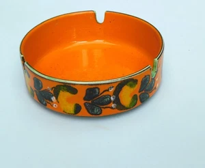 Hand Made Ceramic Orange Art Pottery Glazed Ashtray - Picture 1 of 9