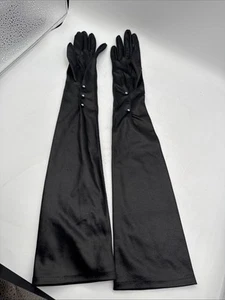 Vintage Handschuhe schwarz VAN RAALTE dekorativ komplett Nylon Damengröße 7 - Bild 1 von 10