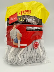 New Hanes 7 Pairs Cushion Crew Durable Grey Sole  Size 6-12 Open Bag - Picture 1 of 4