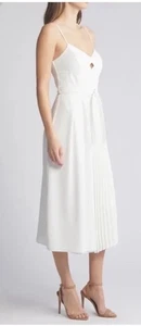 Du Paradis Pleated Cutout Dress Blanco Nero NWOT Women’s Medium Anthropologie - Picture 1 of 5