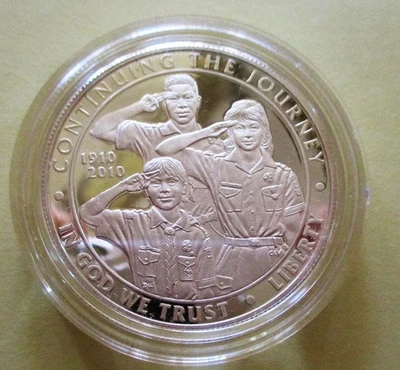 2010-P BOY SCOUTS MODERN COMMEMORATIVE PROOF SILVER DOLLAR. - Image 1 of 2