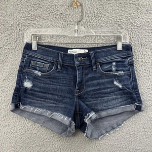 Y2K Abercrombie & Fitch Low Rise Denim Jeansshorts 2" Bündchen Used-Look Damen 2 - Bild 1 von 7