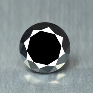 1.85Ct Brilliant Round Cut _ Phenomenal Quality Natural JET BLACK DIAMOND - Picture 1 of 2