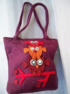 BORSA SHOPPER A SPALLA LANA COTTA GUFO GUFETTI ETNICO NEPAL - Imagen 1 de 4