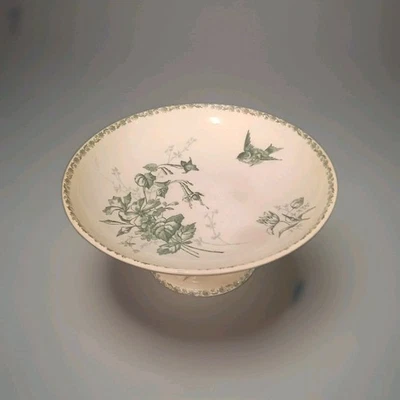 compotier Piédouche terre de fer choisy le roi pour E.bourgeois Oiseaux Fleurs - Photo 1/4