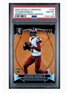 JAYDEN DANIELS 2024 TOTALLY CERTIFIED MIRROR PLATINUM ORANGE RC /99 PSA 8 - Picture 1 of 2