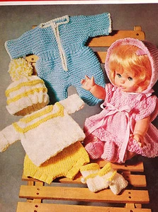 Dolls Clothes knitting pattern for 12" doll. Laminated copy. (V Doll 139) - Picture 1 of 1