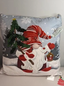 18"x18" Decorative Christmas Holiday Gnome Throw Pillow NWT - Foto 1 di 10