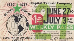 Capital Transit Company street car Pass 1937 june 27 to july 3-----118 - Foto 1 di 1