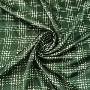 Sold by yard Houndstooth Plaid Satin Material Fabric Soft Scarf Lining Tissu