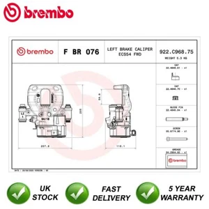 Brake Caliper Front Rear Left Brembo Fits Sprinter 2.1 CDi Electric - Picture 1 of 4