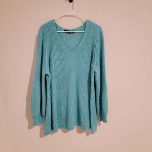 Nina Leonard Womens Size 3x Colorful Chunky Knit Blue Comfy Loungewear - Picture 1 of 8