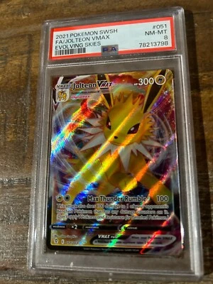 POKEMON 2021 Evolving Skies Full Art JOLTEON Vmax #051 PSA 8 RARE - Image 1 of 2