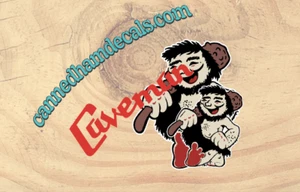 Caveman Camper Canned Ham Decals Repro Vintage Travel Trailer Grants Pass OR - Picture 1 of 5