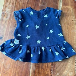 RALPH LAUREN Baby Mädchen Kleid 3M marine weiß Sternenmuster Rüschensaum - Bild 1 von 5