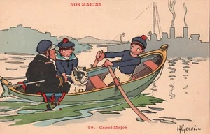 Three Boys Driving Boat With The Cute Dog Comic Card Vintage Postcard - Picture 1 of 2