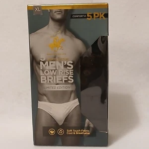 Beverly Hills Polo Club Men's Cotton Low Rise Briefs 5 Pack New size XL Black - Picture 1 of 7