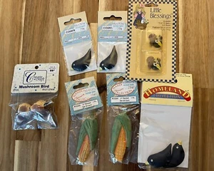 Vintage 1994 Suzi Little Blessings Resin Figurine Crow Bird Wood Corn Set 10 - Picture 1 of 8