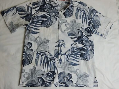 Camisa Havanera Aqua Tropical Hawaiana Mezcla de Lino Manga Corta Abotonada Para Hombres L Foto 1 de 4