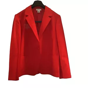 Talbots Blazer Womens Sz 10 Red 100% Linen 2-Button Pockets Career Lined - Picture 1 of 6