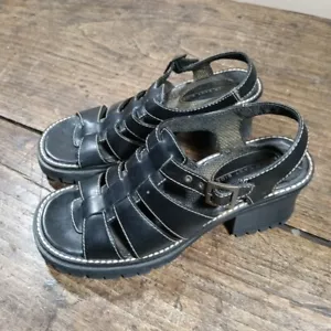 Lower East Side Womens Sz 10 Sandals 90s Y2K Vintage Chunky Platform Black *READ - Picture 1 of 11