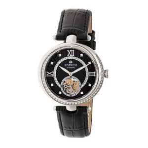 Empress Stella Automatik Halb-Skelett MOP Leder-Band Uhr - schwarz - Bild 1 von 3