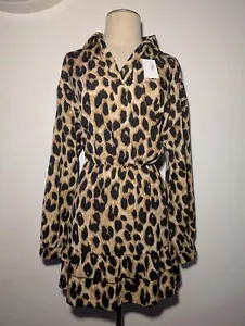 Leopard Print Midi dress Size L - Picture 1 of 14