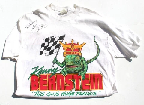 Vtg Kenny Bernstein First  300 Budweiser King Racing 1998 T-shirt Size L Signed Cover