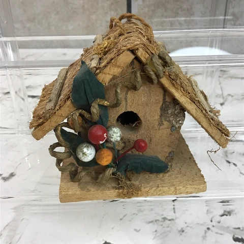 Rustic Birdhouse Soddy Raw Wood Holiday Decor 3”X4” Decorative Collectible Cover