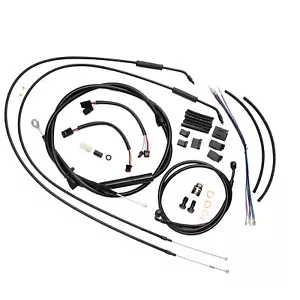 Harley 14" Bar Extended Clutch Throttle Brake Cable Kit for Softail 11-15 N/ABS - Picture 1 of 9