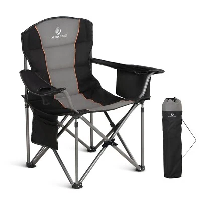 ALPHA CAMP Oversized Heavy Duty Lawn Chair with Cooler Bag Camping Chair 450LBS - Image 1 of 3