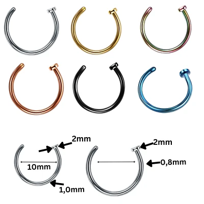Nasenring Chirurgenstahl Nasenpiercing Piercing mit flachem Oberteil - Bild 1 von 4