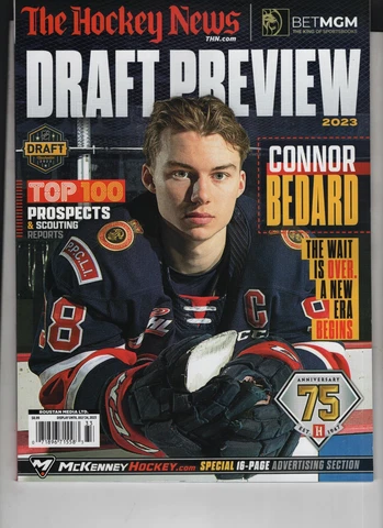CONNOR BEDARD DRAFT PREVIEW ISSUE HOCKEY NEWS MAGAZINE JULY 2023 NO LABEL Cover