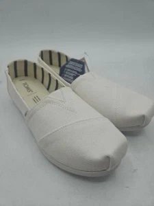 TOMS Women's Alpargata Recycled Cotton Canvas Loafer Flat, White, 6.5 - Picture 1 of 3