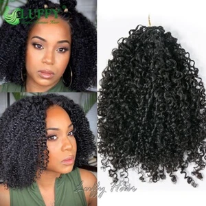 Afro Kinky Curly Crochet Human Hair Extensions Kinky Curly Feather Human Hair - Picture 1 of 12