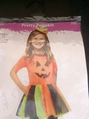 Girls Toddler Pretty Pumpkin Costume (24 mos-2T) New in pkg; Dress with Tutu - Image 1 of 4