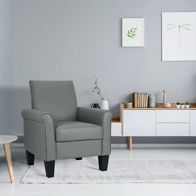 Sofá individual tapizado moderno de cuero sintético para sala de estar cómodo sillón EE. UU. Foto 1 de 4