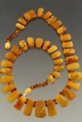 Genuino ÁMBAR BÁLTICO Yema de Huevo Caramelo Gargantilla Collar 24.4g 191008-1 Foto 1 de 3