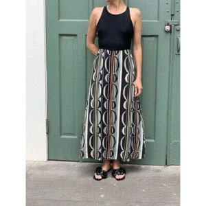 Anthropologie Harlyn Splitscreen Maxi Dress 100 % Silk Multicolor 4P /L2 - Picture 1 of 9