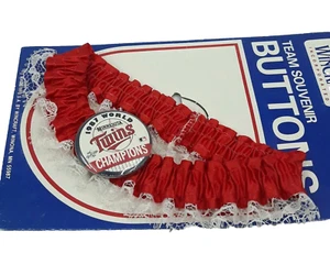 Minnesota Twins 1987 World Series Champions Button Garter Vintage Wincraft Nice - Picture 1 of 3