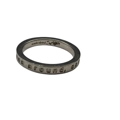 Mantraband Engraved What Goes Around, Comes Around Band Ring 7.5 Silver Tone - Image 1 of 4